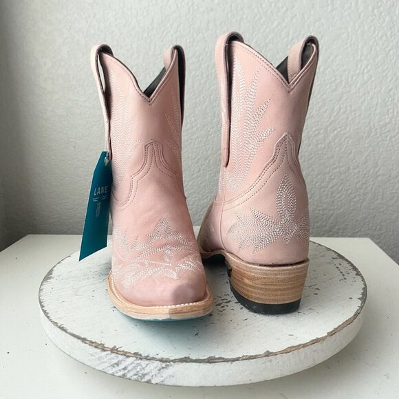 Lane LEXINGTON Womens Cowboy Bootie 5 Pink Western Cowgirl Short Ankle Boots - Picture 1 of 11